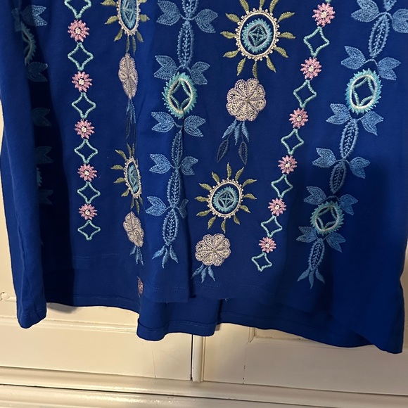 Johnny Was Royal Cobalt Blue Embroidered Blouse - Picture 6 of 9